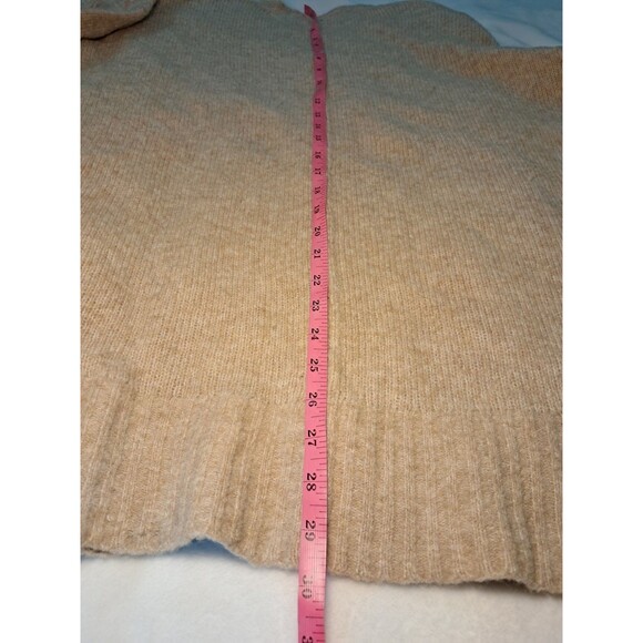 LOFT Size L Wool Blend Long Sleeve Crew Neck Reverse Seam Tunic Sweater Brown - Picture 9 of 10